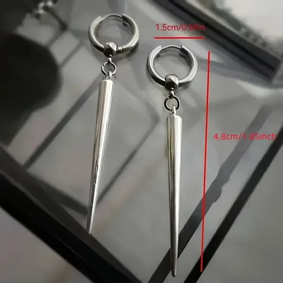 Готические панк серьги с длинными серебристыми подвесками-шипами Киев