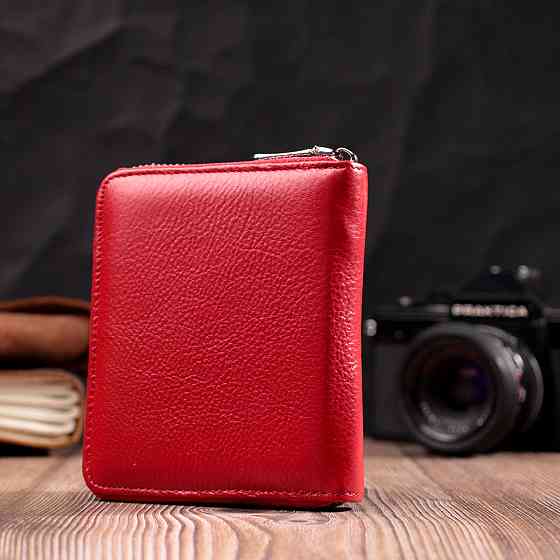 Яркое портмоне для женщин на молнии из натуральной кожи Красный (ST Leather) Киев