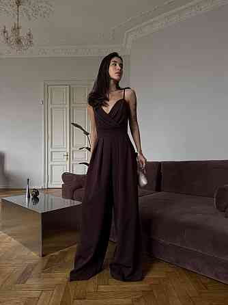 Жіночий стильний елегантний комбінезон костюмка преміум'якості Шоколад, 42 Одеса