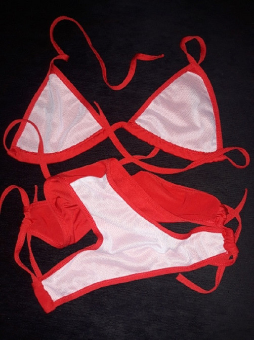 Купальник зі шторками роздільний без поролону one size червоний Київ - фото 2