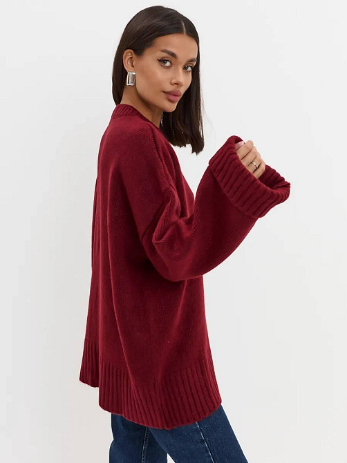 Женский базовый оверсайз свитер машинная вязка Бордо Одесса - изображение 4