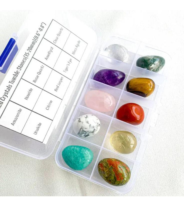 Набор из 10 шт. натуральных полированных кристаллов, энергетических минералов и камней чакры в короб Киев - изображение 2