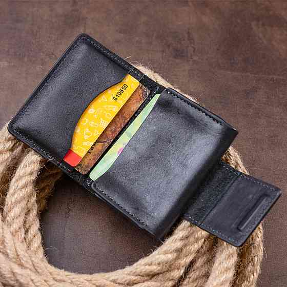 Візитниця для карток глянцева з натуральної шкіри GRANDE PELLE 11293 Чорна Київ