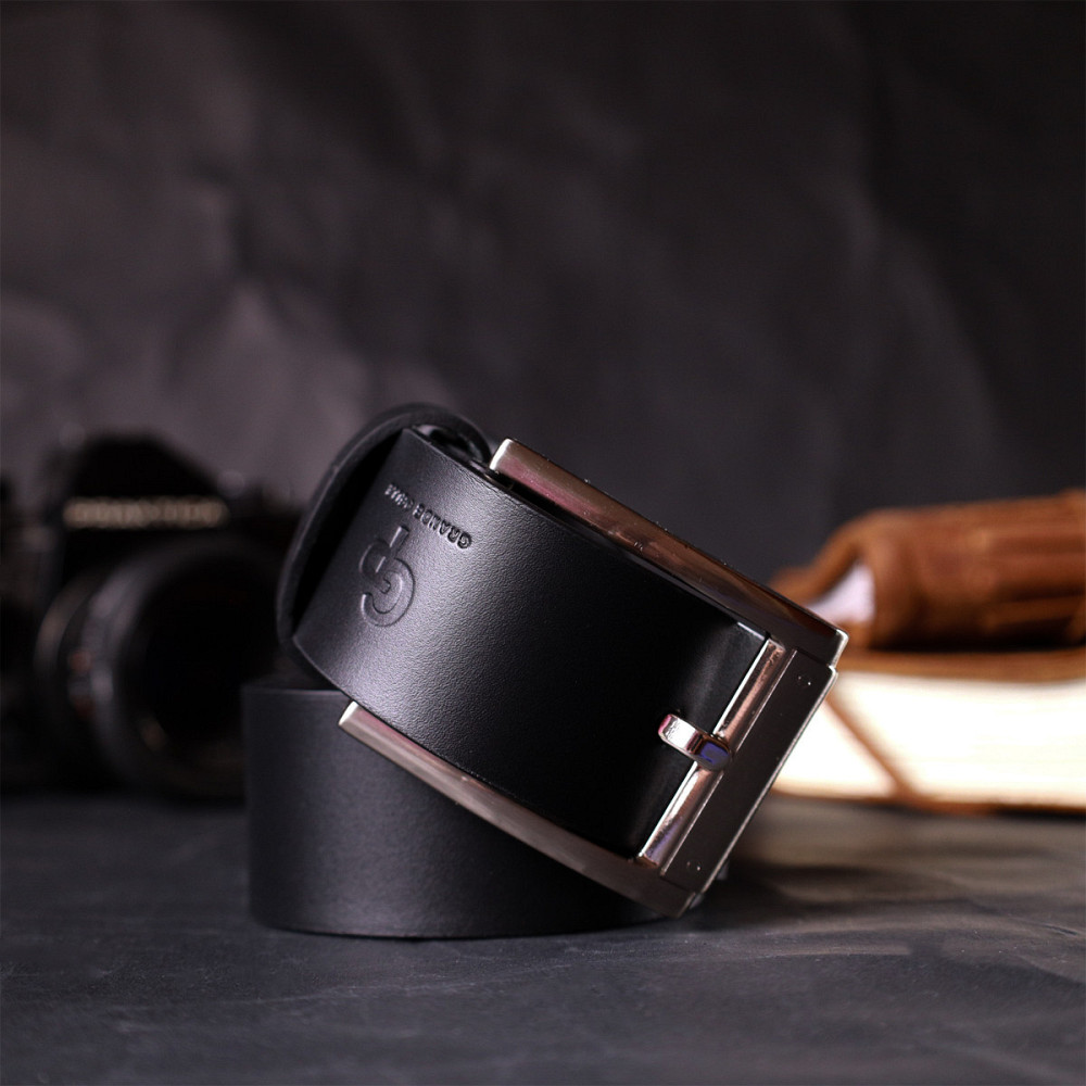 Удобный ремень под джинсы из натуральной кожи GRANDE PELLE 11683 Черный Киев - изображение 10