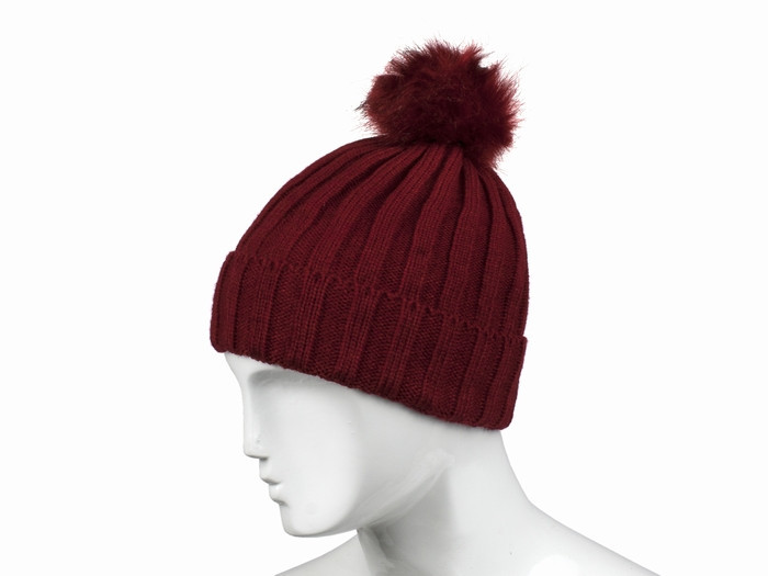 Шапка чоловіча з відворотом бордова Київ - фото 1