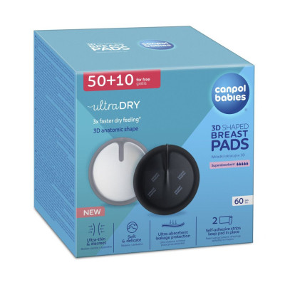 Вкладыш для бюстгальтера Canpol babies ультрапоглощающие 3D 60 шт черные (1/655) Винница - изображение 1