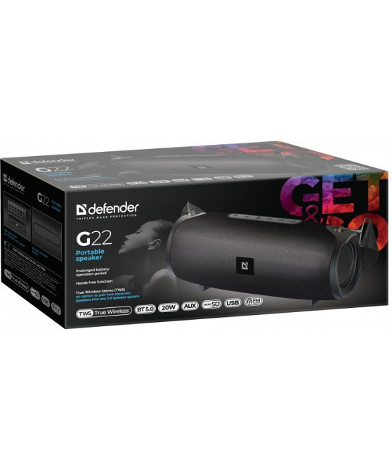Акустична bluetooth колонка Defender (1.0) G22 20Вт TF USB AUX (Чорний) Вінниця - фото 6