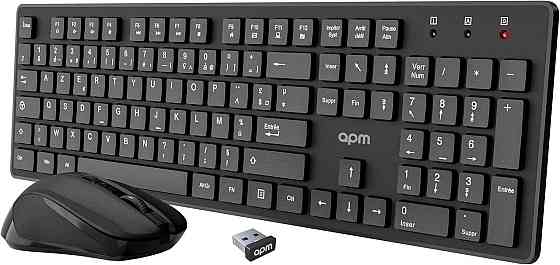 Клавіатура і миша APM 100042 чорна AZERTY бездротовий комплект 2.4GHz оптична тиха мультимедійна Київ