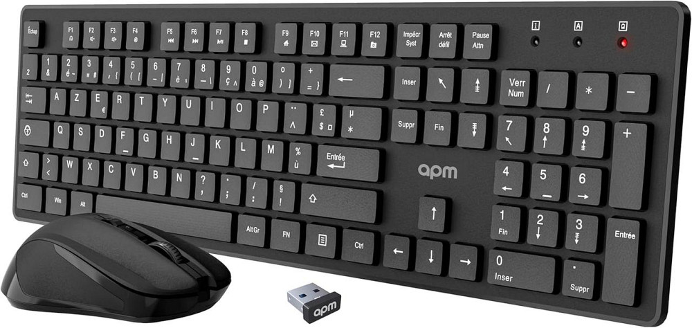 Клавиатура и мышь APM 100042 черная AZERTY беспроводной комплект 2.4GHz оптическая тихая мультимедийная Киев - изображение 1
