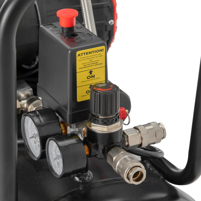 Компресор, 100 л, 3×1,5 кВт, 230 В, 8 атм, 750 л/хв, 2800 об/хв,  безмасляний, 6 циліндрів, 75 дБ INTERTOOL PT-0041 Київ - фото 6