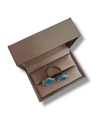Van Cleef  кольцо в посеребрении / кольцо клевер голубое летнее Одесса