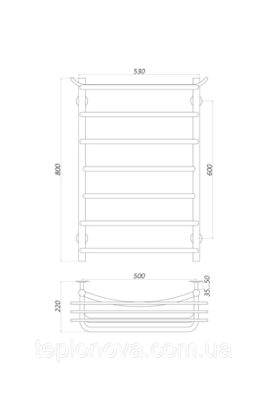 Полотенцесушитель Нержавейка UNIO 800x530-7 Зета с полкой Черновцы