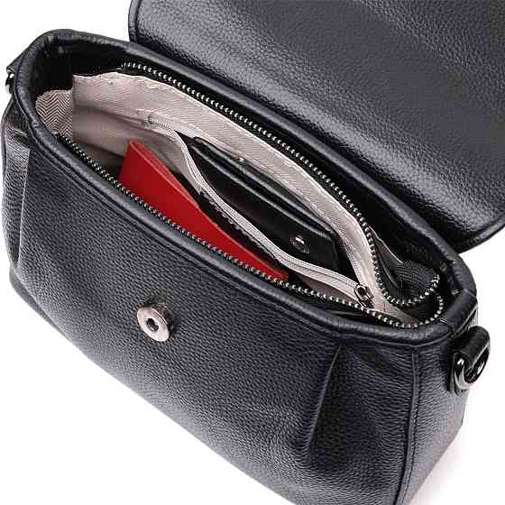 Красива жіноча сумка з натуральної шкіри Vintage 22330 Чорна Київ