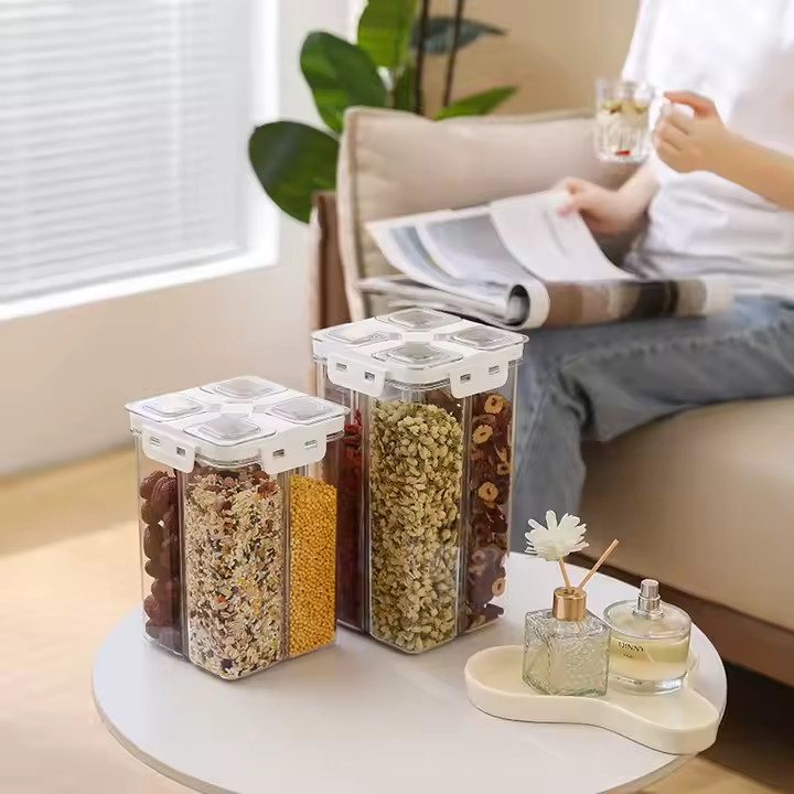 Прозрачный контейнер для хранения, герметичный кухонный органайзер на 4 отдела, объем 2.4 л, размер 20.5×13.5 Каменец-Подольский - изображение 3