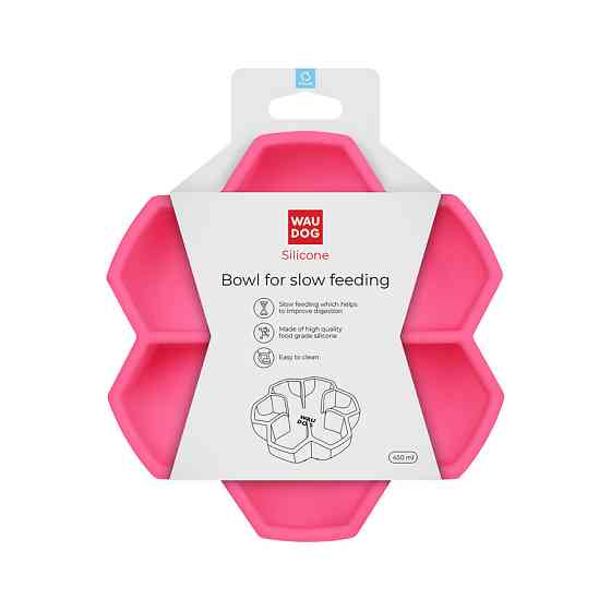 Миска для повільного харчування WAUDOG Silicone, 450 мл, рожевий Київ