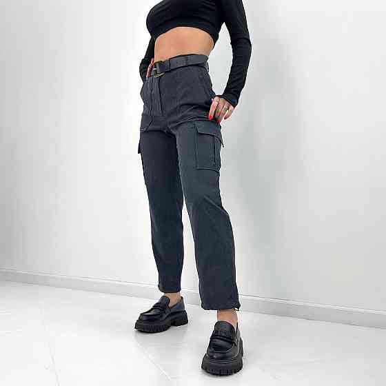 Женские вельветовые брюки карго Urbanа 42, Графит Киев