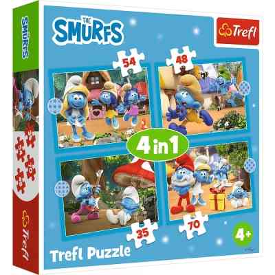 Пазл Trefl The Smurfs Село Смурфів 4 in 1 (35, 48, 54, 70) елемента (5900511346565) Вінниця