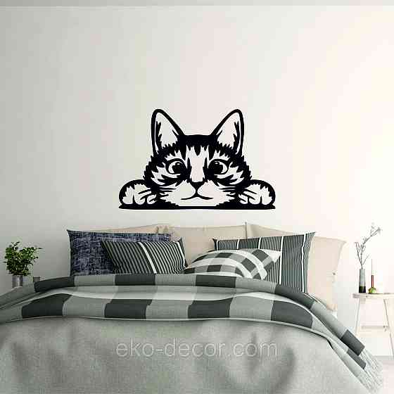 Декоративное настенное 3D Панно «Кот» Декор на стену с объемом (цена за 1 шт) 110*70 см, Черный Киев