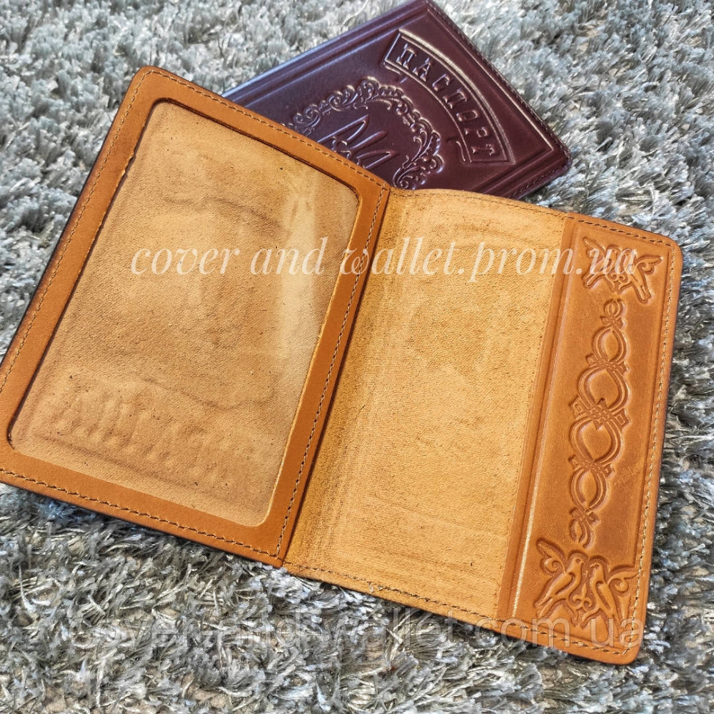 Шкіряна обкладинка на паспорт з гербом України жовтого кольору ST Київ - фото 7