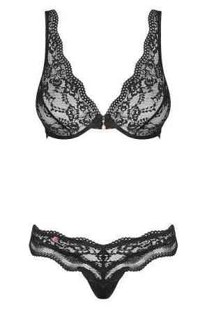 Комплект кружевной Obsessive Luvae черный, S/M Sex Aura Киев