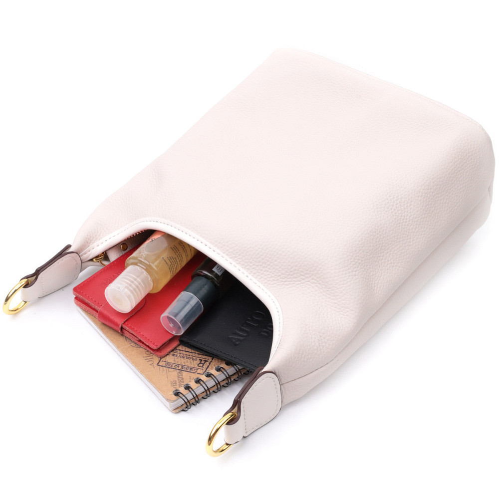 Удобная женская сумка на плечо из натуральной кожи Vintage 22628 Белая Киев - изображение 8