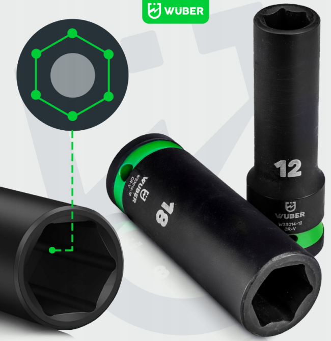 Набор ударных торцевых головок 1/2» 10-19мм Wuber (Польша) Киев - изображение 6