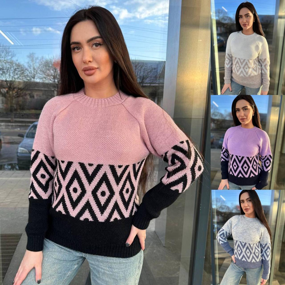 Жіночий модний светр орнамент 42-56р Київ - фото 1