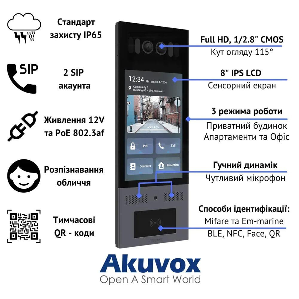 IP-відеопанель багатоабонентська 5Mp Akuvox X915S з екраном 8