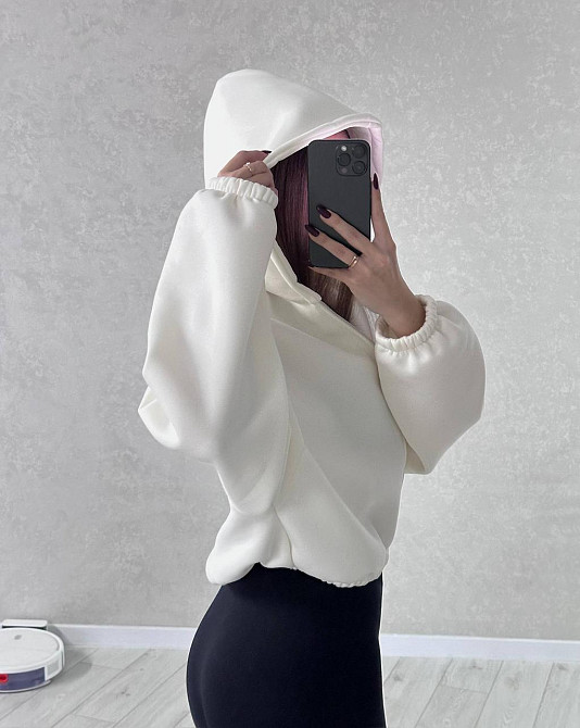 Жіноча стильна та тепла зіп-худі оверсайз трьохнитка на флісі Одеса - фото 2