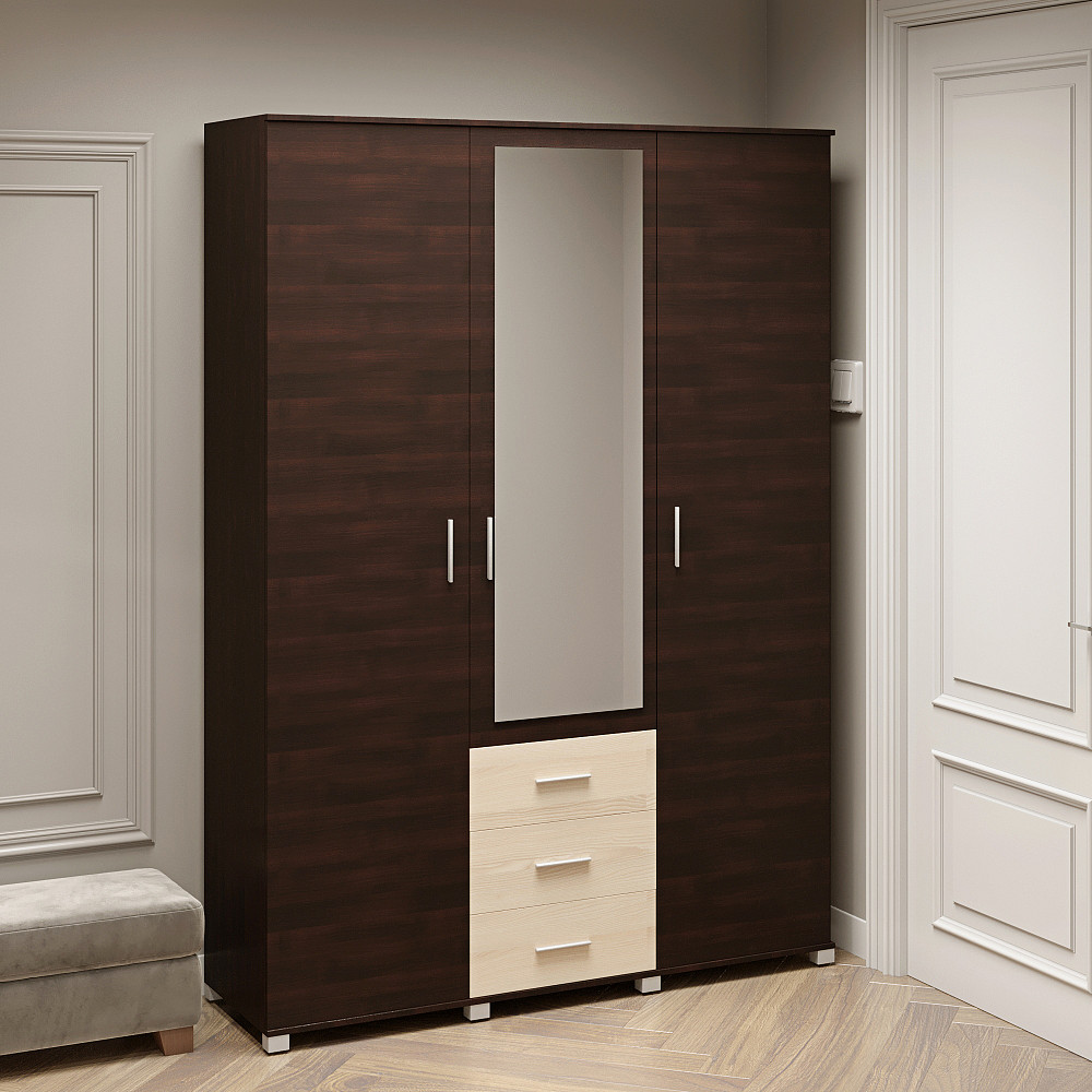 Шафа розпашна велика з дзеркалом Еверест Бриз ШП-5 венге + дуб молочний (DTM-2482) Львів - фото 2