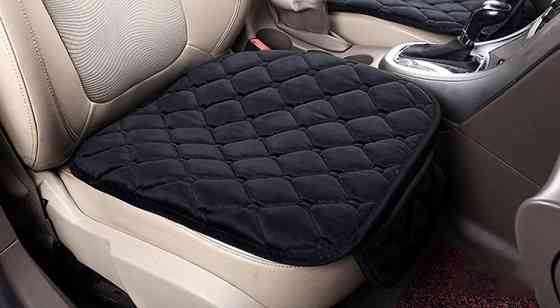 Комплект 3 чехла в авто на переднее и заднее сиденье универсальные,велюровые подушки-накидки 3 шт,цвет черный Каменец-Подольский