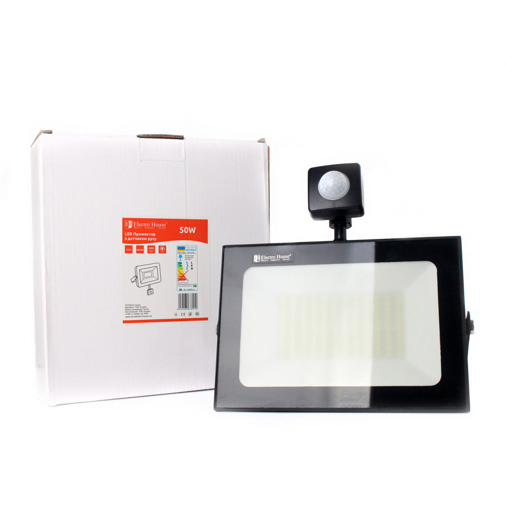 Прожектор з датчиком руху led 50 Вт 6500К ElectroHouse Київ - фото 4