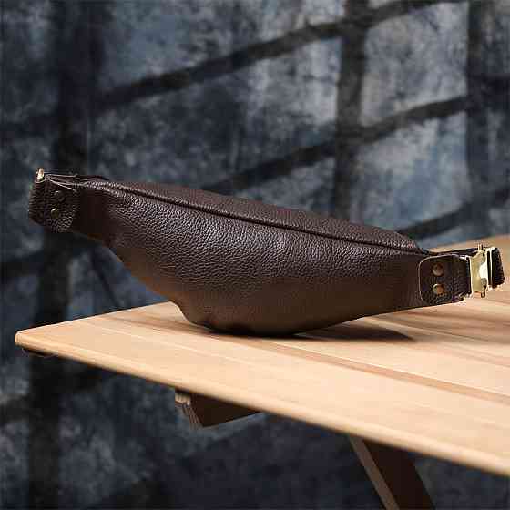 Модная сумка бананка для мужчин из зернистой натуральной кожи Shvigel 23137 Коричневый Киев