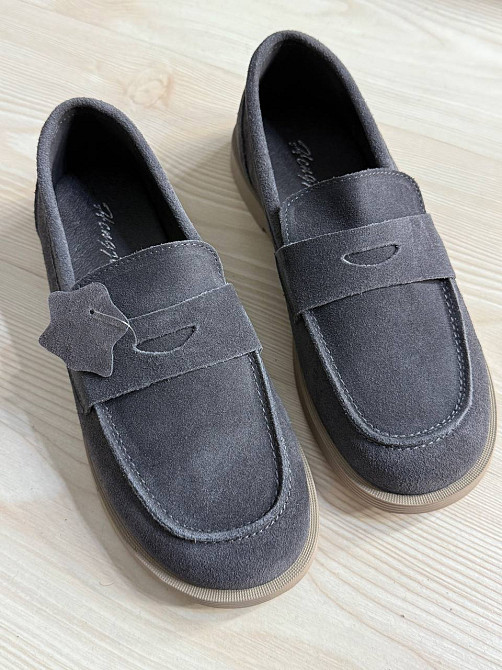 Туфлі жіночі Hengji 588-2 замшеві лофери сірі, 41, 25,5 см Київ - фото 11