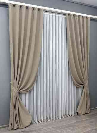 Комплект готових штор VR-Textil Мікровелюр Petek YL № 1708ш Тауп 140х270 см 2 шт (39-985) Київ