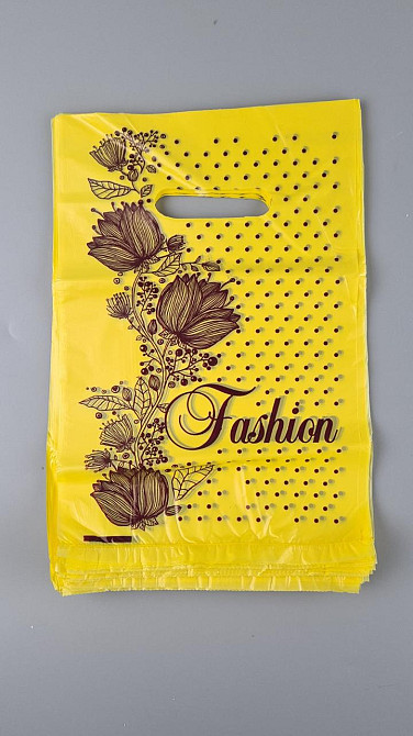 Пакет із прорізною ручкою (20*30)"Fashion квіти Жовтий"Леомі (100 шт.) Харків - фото 1