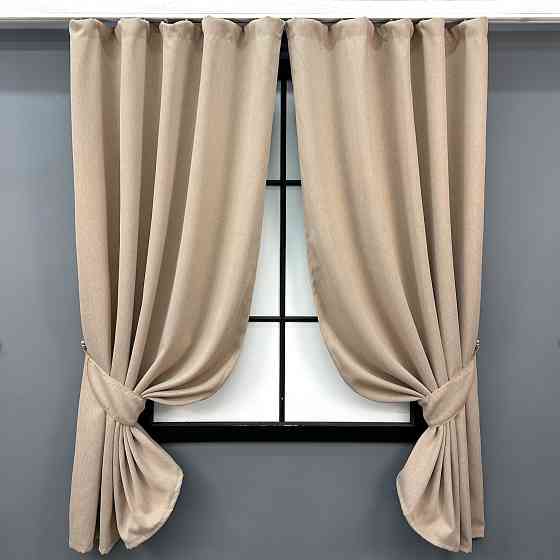 Комплект коротких штор VR-Textil Блэкаут двусторонний Eclipsе № 1817ш Песочный 130х170 см 2 шт (35-0400 Киев