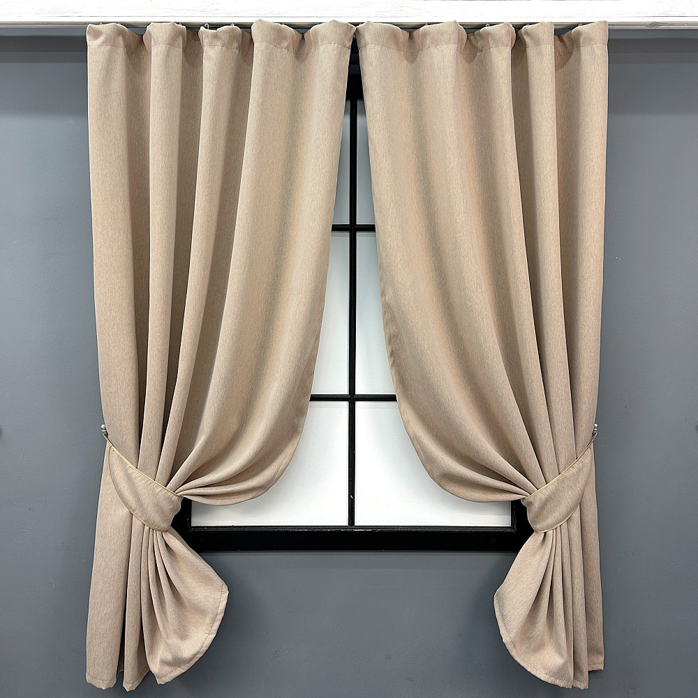 Комплект коротких штор VR-Textil Блэкаут двусторонний Eclipsе № 1817ш Песочный 130х170 см 2 шт (35-0400 Киев - изображение 1