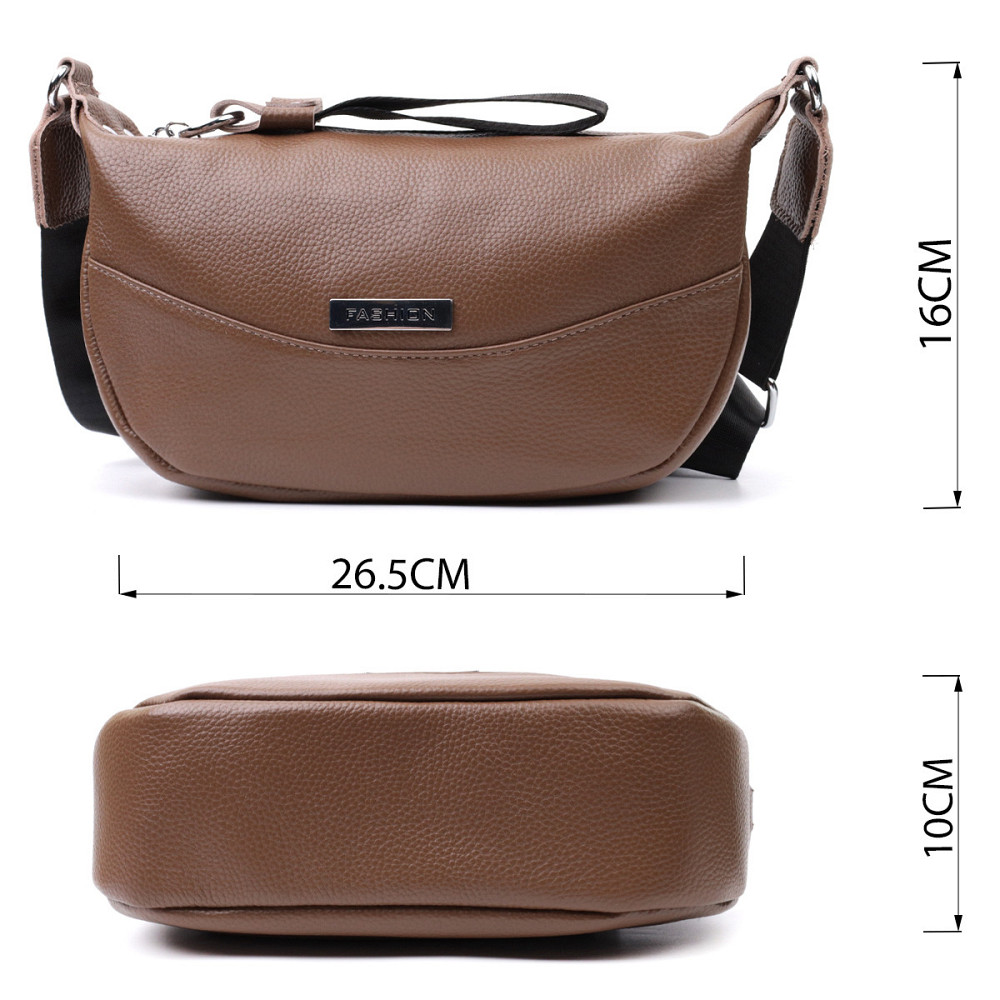 Женская сумка из натуральной кожи через плечо с необычным бегунком брелком Vintage 22619 Коричневая Киев - изображение 3