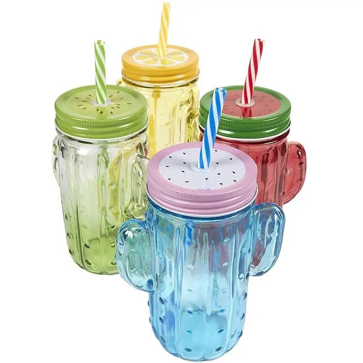 Стакан-банка с трубочкой в форме Кактуса 450 мл Винница - изображение 1