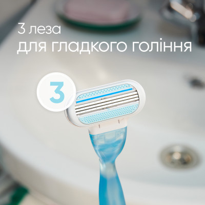 Набір косметики Gillette Станок для гоління Venus Smooth + 2 змінних леза + Гель для гоління Satin Care Алое Вера 75 мл (8700216077217) Вінниця - фото 3