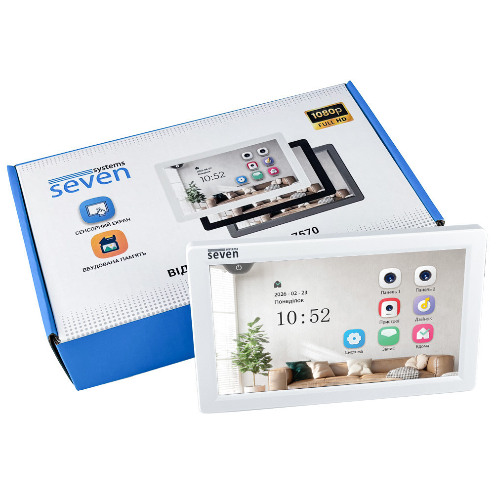 Видеодомофон 7 дюймов SEVEN DP-7570 FHD IPS white Киев - изображение 8