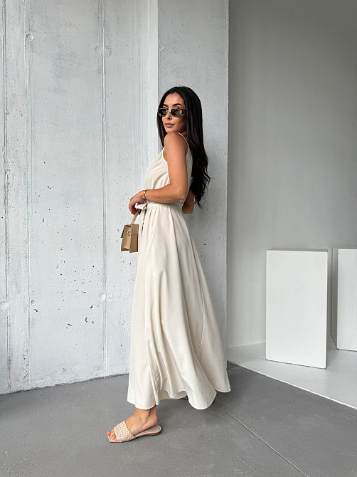 Жіночий літній сарафан максі "Charlotte" оптом | Норма і батал Бежевий, 46-48 Київ - фото 2