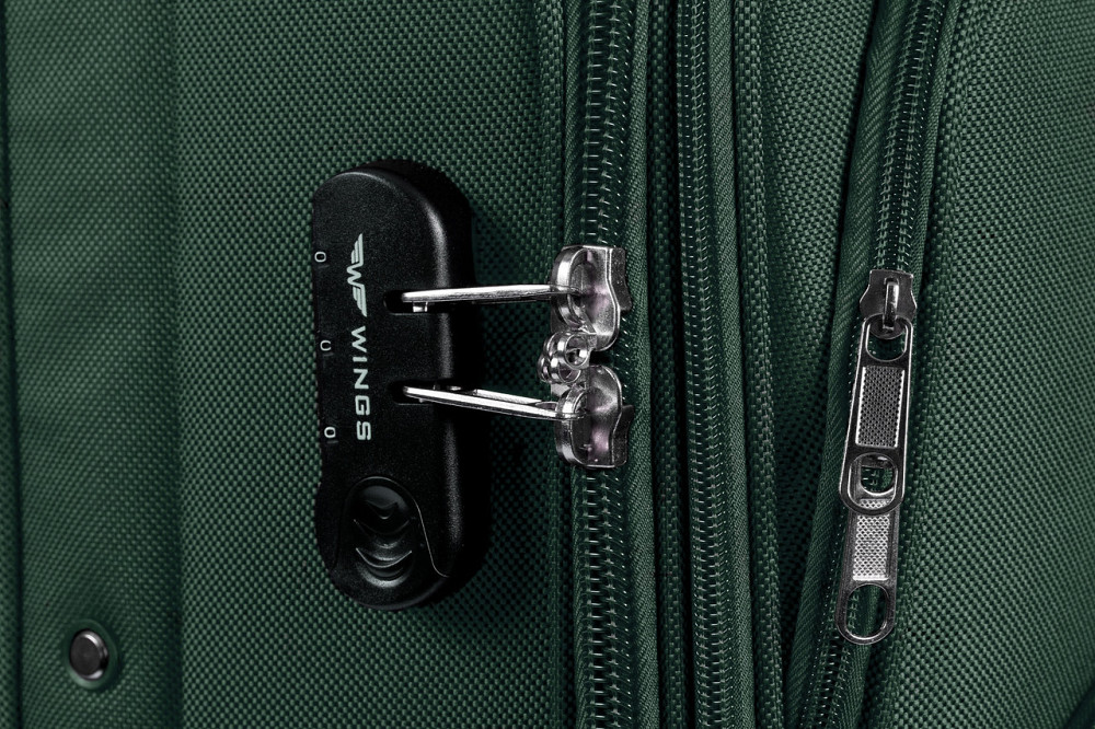 Валіза тканинна WINGS 1701 середня 64 см 2 колеса зелена Київ - фото 3