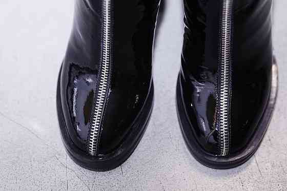 Лаковані черевики жіночі шкіряні на підборах демісезонні весна осінь, чорні на блискавці р. 37- Коломия