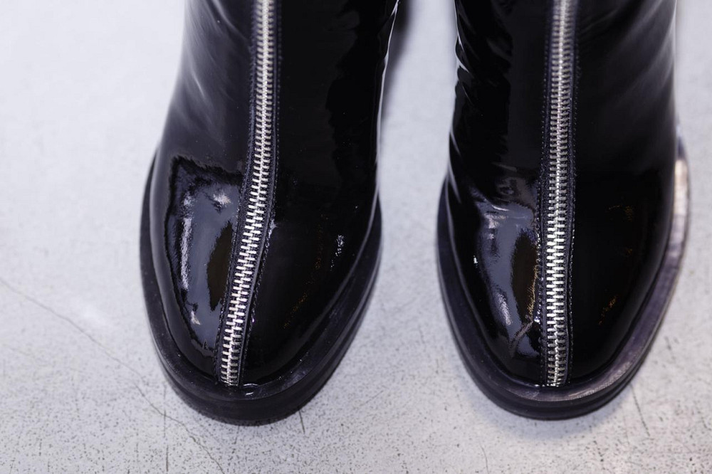 Лаковані черевики жіночі шкіряні на підборах демісезонні весна осінь, чорні на блискавці р. 37- Коломия - фото 6