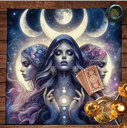 Скатерть для Таро с Тройственной Богиней 49×49 см | Алтарная ткань | Tarot Cloth Triple Goddess Киев