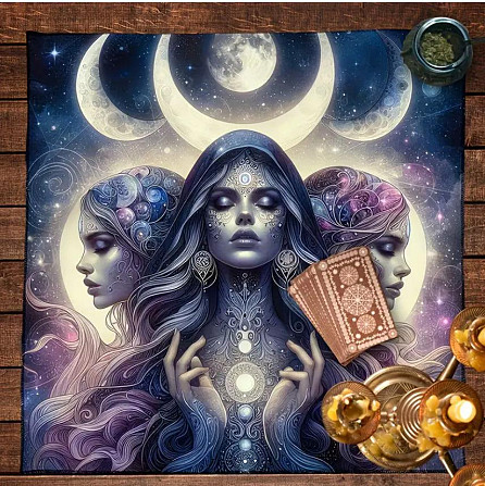 Скатерть для Таро с Тройственной Богиней 49×49 см | Алтарная ткань | Tarot Cloth Triple Goddess Киев - изображение 1