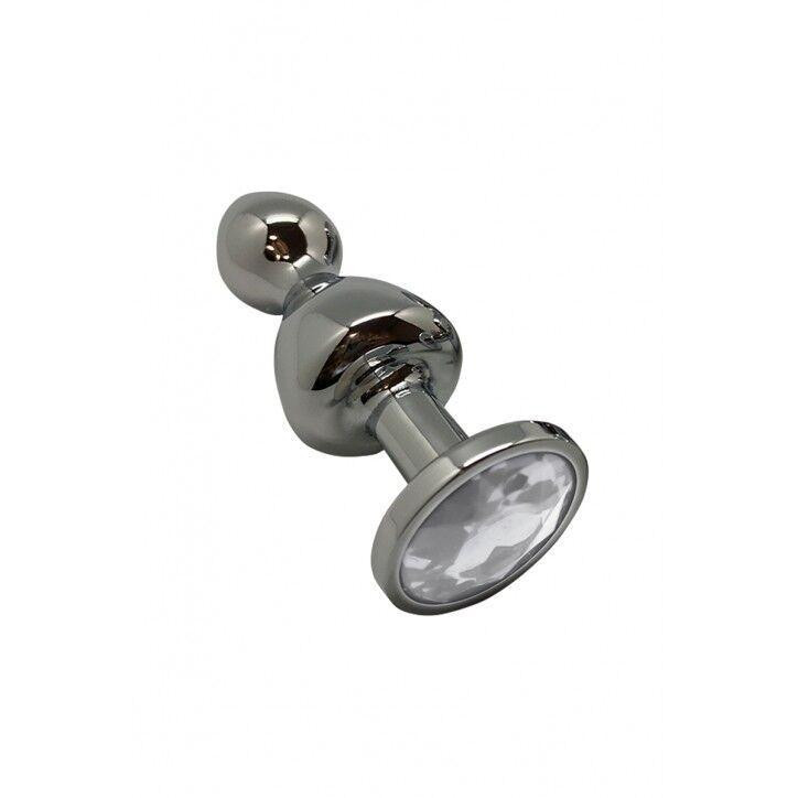 Металлическая анальна пробка Wooomy Lollypop Double Ball Metal Plug S, диаметр 2,8 см, длина 8,5 см Sex Aura Киев - изображение 1