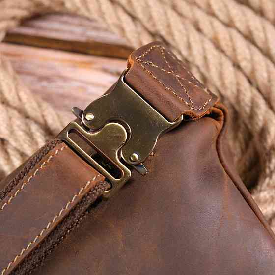 Винтажная поясная сумка из натуральной кожи 21294 Vintage Коричневая Киев